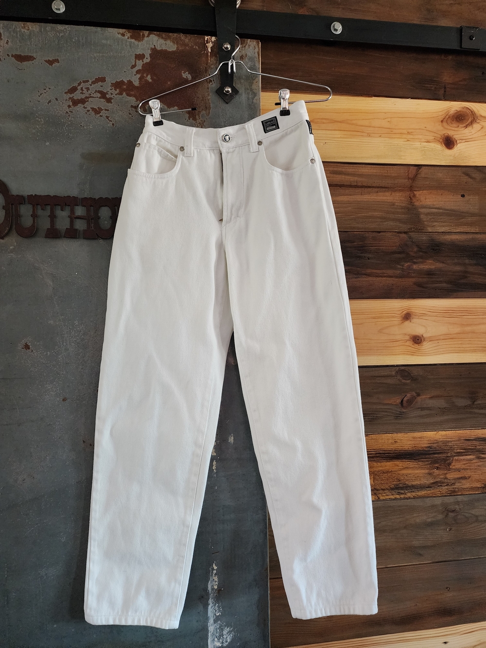 Vintage Versace Jeans Couture White Denim High Rise Jeans. 80s 90s designer jean